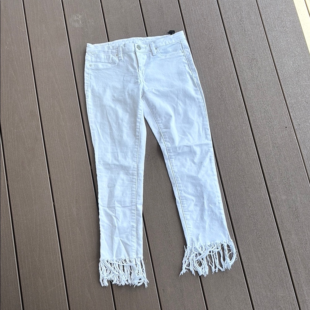 White Fringed Women's Jeans
